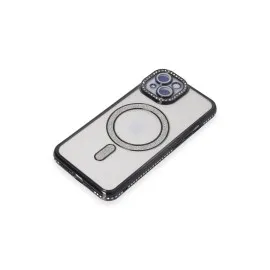 Newface Iphone 15 Kılıf Joke Simli Magneticsafe Kılıf - Siyah