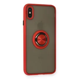 Newface Iphone X Kılıf Montreal Yüzüklü Silikon Kapak - Kırmızı