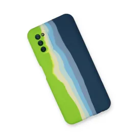 Newface Samsung Galaxy A03S Kılıf Ebruli Lansman Silikon - Yeşil-Koyu Yeşil