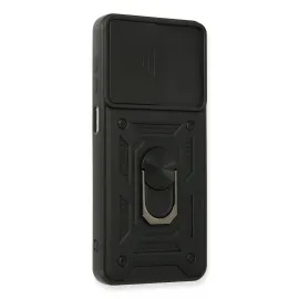 Newface Samsung Galaxy A22 Kılıf Pars Lens Yüzüklü Silikon - Siyah