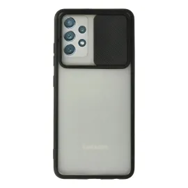 Newface Samsung Galaxy A72 Kılıf Palm Buzlu Kamera Sürgülü Silikon - Siyah