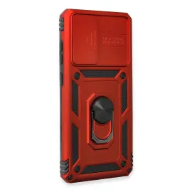 Newface Samsung Galaxy A73 5G Kılıf Pars Lens Yüzüklü Silikon - Kırmızı