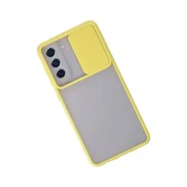 Newface Samsung Galaxy S21 Fe Kılıf Palm Buzlu Kamera Sürgülü Silikon - Sarı