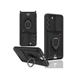 Newface Samsung Galaxy S23 Plus Kılıf Zuma Kartvizitli Yüzüklü Silikon - Siyah