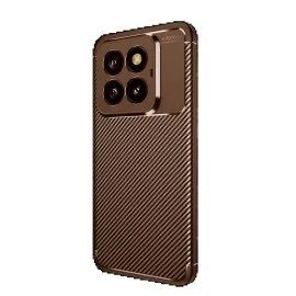 Newface Xiaomi Mi 14T Pro Kılıf Auto Focus Karbon Kapak - Kahverengi
