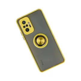 Newface Xiaomi Redmi Note 10 Pro Kılıf Montreal Yüzüklü Silikon Kapak - Sarı