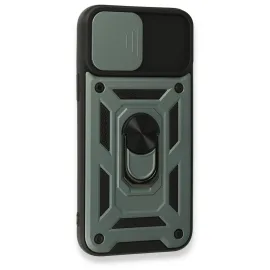 Newface Iphone 15 Pro Max Kılıf Pars Lens Yüzüklü Silikon - Yeşil