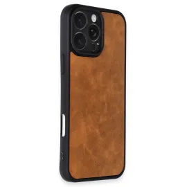 Newface Iphone 16 Pro Kılıf Aras Deri Kapak - Taba