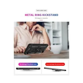 Newface Realme C21 Kılıf Sofya Yüzüklü Silikon Kapak - Siyah
