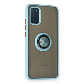 Newface Samsung Galaxy A02S Kılıf Montreal Yüzüklü Silikon Kapak - Buz Mavi