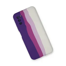 Newface Samsung Galaxy A03S Kılıf Ebruli Lansman Silikon - Mor-Beyaz