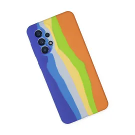 Newface Samsung Galaxy A73 5G Kılıf Ebruli Lansman Silikon - Mavi-Turuncu