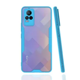 Newface Vivo V21E Kılıf Platin Silikon - Mavi