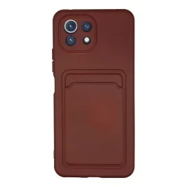 Newface Xiaomi Mi 11 Lite Kılıf Kelvin Kartvizitli Silikon - Bordo