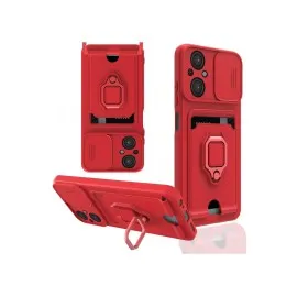 Newface Xiaomi Poco M5 Kılıf Zuma Kartvizitli Yüzüklü Silikon - Kırmızı