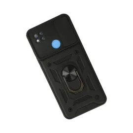 Newface Xiaomi Redmi 9C Kılıf Pars Lens Yüzüklü Silikon - Siyah