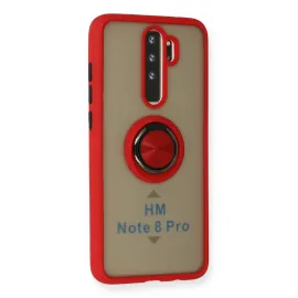 Newface Xiaomi Redmi Note 8 Pro Kılıf Montreal Yüzüklü Silikon Kapak - Kırmızı