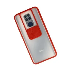 Newface Xiaomi Redmi Note 9 Kılıf Palm Buzlu Kamera Sürgülü Silikon - Kırmızı