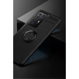 Newface Huawei P40 Pro Kılıf Range Yüzüklü Silikon - Siyah