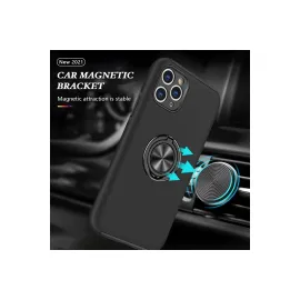 Newface Iphone 11 Pro Max Kılıf Elit Yüzüklü Kapak - Siyah