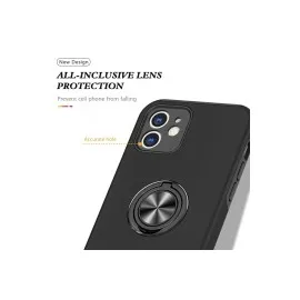 Newface iPhone 12 Kılıf Elit Yüzüklü Kapak - Siyah