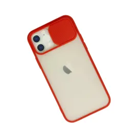 Newface Iphone 12 Kılıf Palm Buzlu Kamera Sürgülü Silikon - Kırmızı