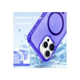 Newface Iphone 15 Pro Kılıf Glow Magsafe Kapak - Mor