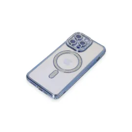 Newface Iphone 15 Pro Kılıf Joke Simli Magneticsafe Kılıf - Mavi