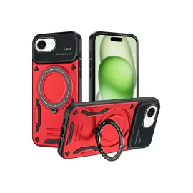 Newface Iphone 16E Kılıf Joy Lens Standlı Kapak - Kırmızı