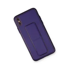 Newface Iphone X Kılıf Coco Deri Standlı Kapak - Mor