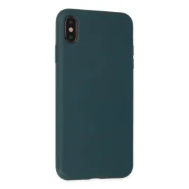 Newface Iphone Xs Max Kılıf Nano Içi Kadife Silikon - Koyu Yeşil