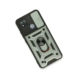 Newface Realme C11 2021 Kılıf Pars Lens Yüzüklü Silikon - Yeşil