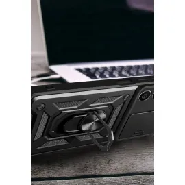 Newface Samsung Galaxy A15 4G Kılıf Pars Lens Yüzüklü Silikon - Gold