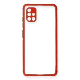 Newface Samsung Galaxy A71 Kılıf Miami Şeffaf Silikon - Kırmızı
