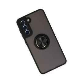 Newface Samsung Galaxy S21 FE Kılıf Montreal Yüzüklü Silikon Kapak - Siyah