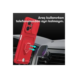 Newface Xiaomi Redmi Note 12 4G Kılıf Zuma Kartvizitli Yüzüklü Silikon - Kırmızı