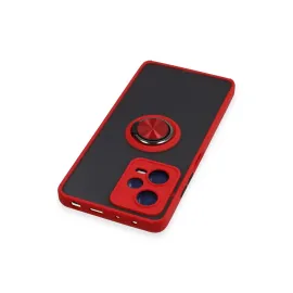 Newface Xiaomi Redmi Note 12 5G Kılıf Montreal Yüzüklü Silikon Kapak - Kırmızı