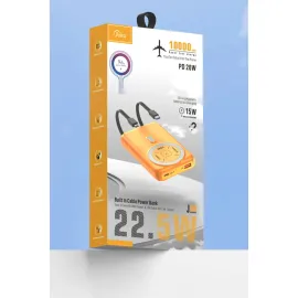 Joko J39 10.000 mAh 20W PD Dahili Kablolu Magsafe Powerbank - Turuncu