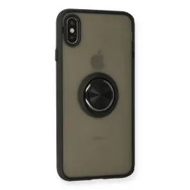 Newface Iphone Xs Max Kılıf Montreal Yüzüklü Silikon Kapak - Siyah