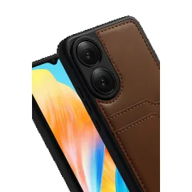 Newface Oppo A38 Sara Kartvizitli Deri Kılıf - Taba