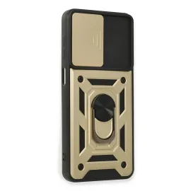 Newface Samsung Galaxy A22 Kılıf Pars Lens Yüzüklü Silikon - Gold