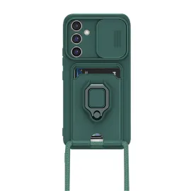 Newface Samsung Galaxy A26 Kılıf Zuma Kartvizitli Yüzüklü Silikon - Yeşil