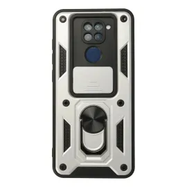 Newface Xiaomi Redmi Note 9 Kılıf Pars Lens Yüzüklü Silikon - Gümüş