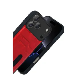 Newface Apple Iphone 17 Pro Max Sara Kartvizitli Deri Kılıf - Kırmızı