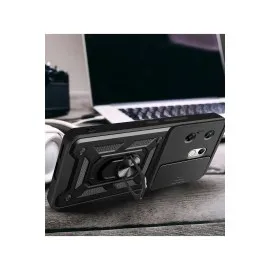 Newface İnfinix Zero 30 4G Kılıf Pars Lens Yüzüklü Silikon - Siyah