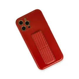 Newface Iphone 12 Pro Kılıf Coco Karbon Standlı Kapak - Kırmızı