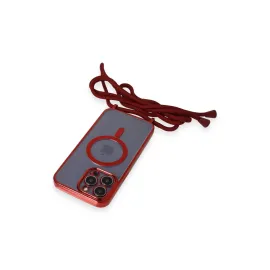 Newface Iphone 13 Pro Kılıf Divo Lazer Askılı Magsafe Kapak - Kırmızı