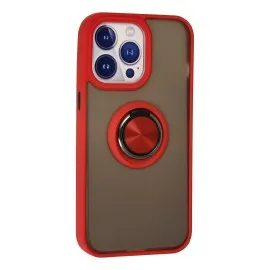 Newface Iphone 13 Pro Max Kılıf Montreal Yüzüklü Silikon Kapak - Kırmızı
