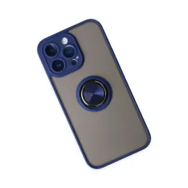 Newface Iphone 14 Pro Max Kılıf Montreal Yüzüklü Silikon Kapak - Lacivert