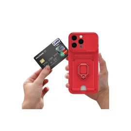Newface Iphone 16 Pro Kılıf Zuma Kartvizitli Yüzüklü Silikon - Kırmızı